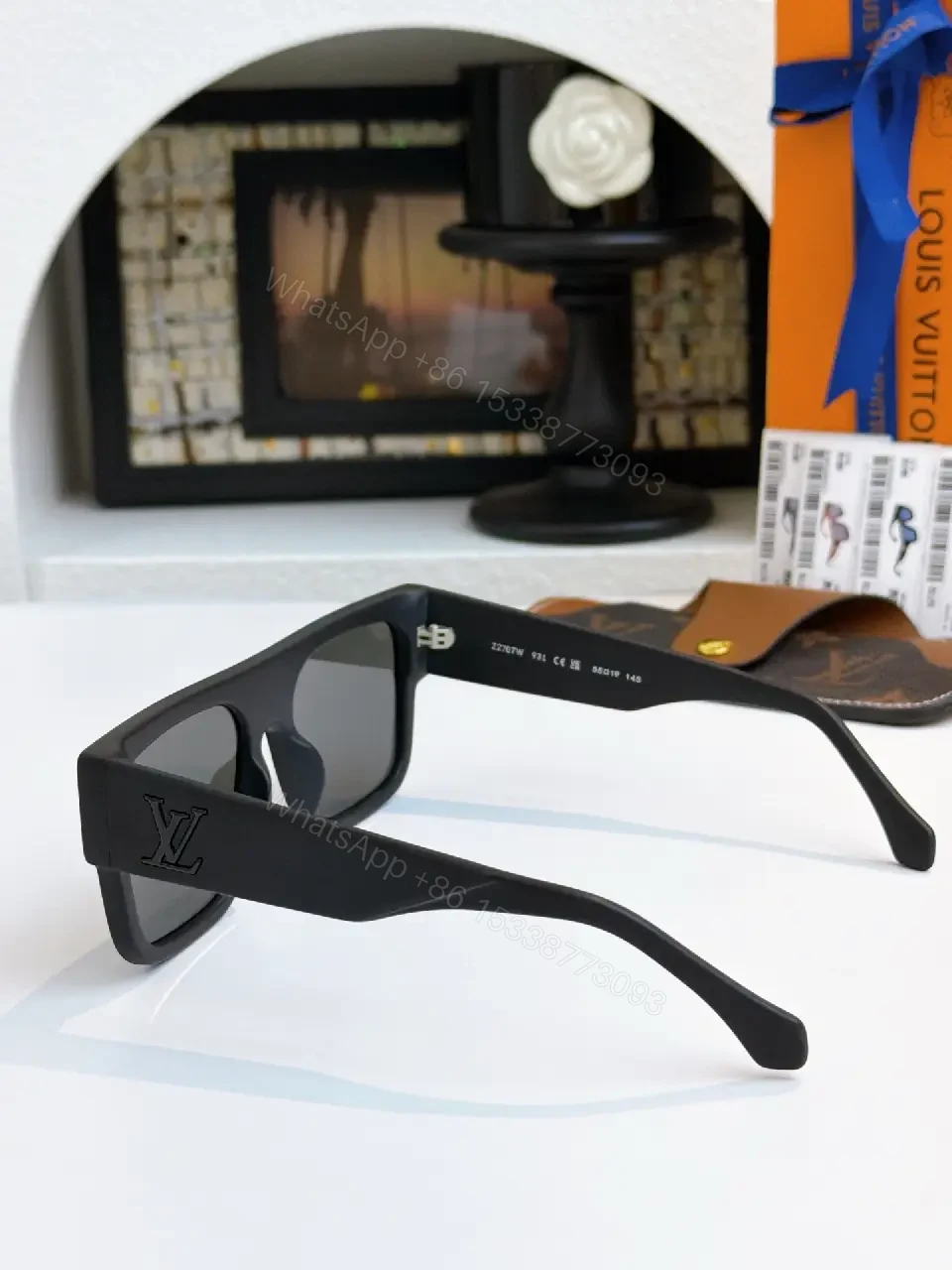 View 2 of Tortoise Acetate Sunglasses: Squared Luxe, LV Accent