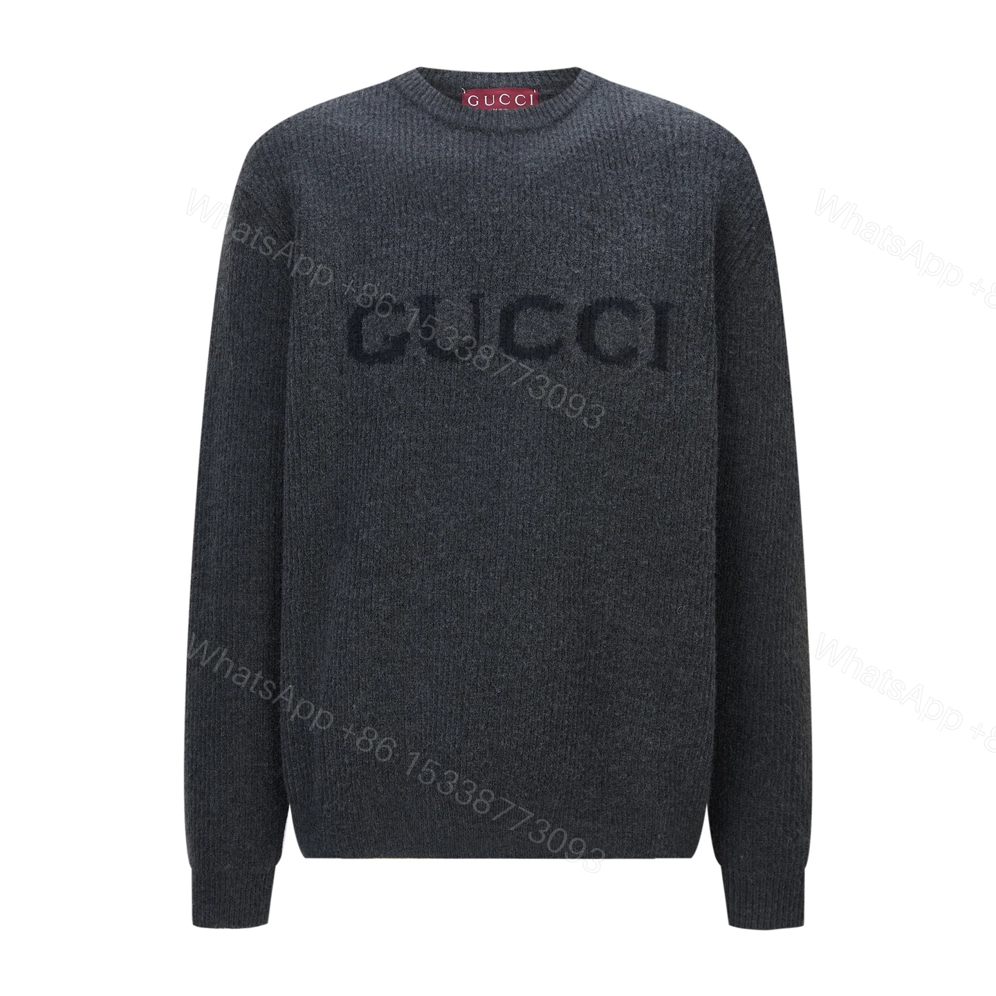 Gucci高仿深灰色毛衣簡約字母編織質感厚實百搭款 — view 1
