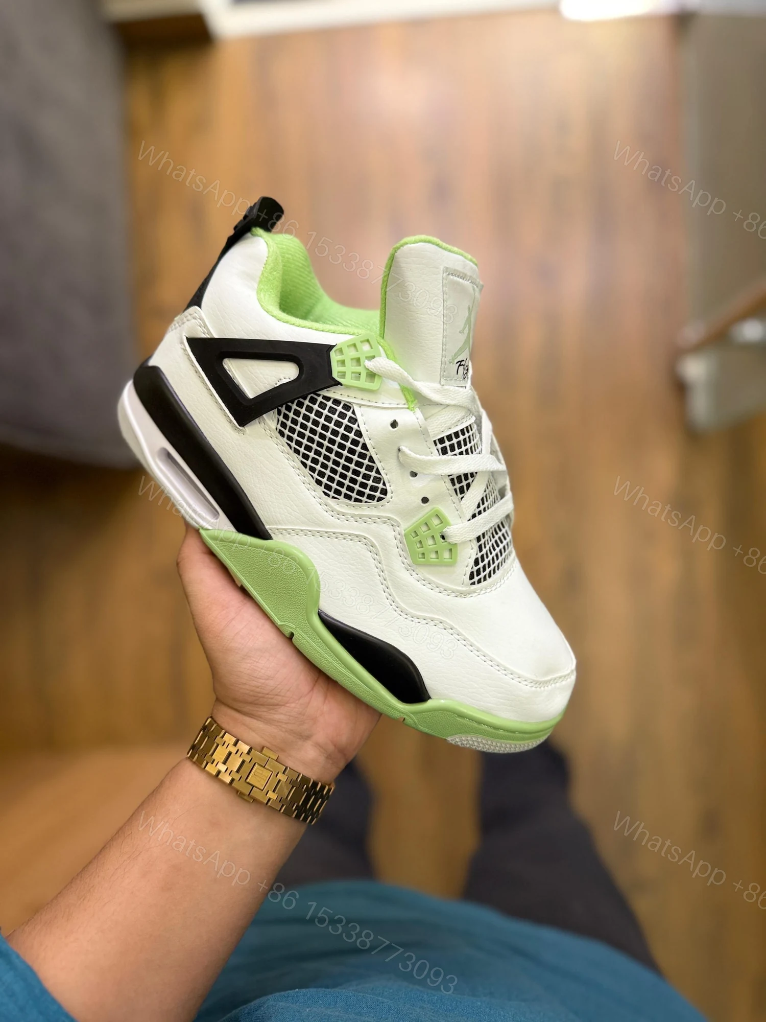 View 7 of FIRST COPY AIR JORDANS RETRO 4 OIL AURA SEAFOAM