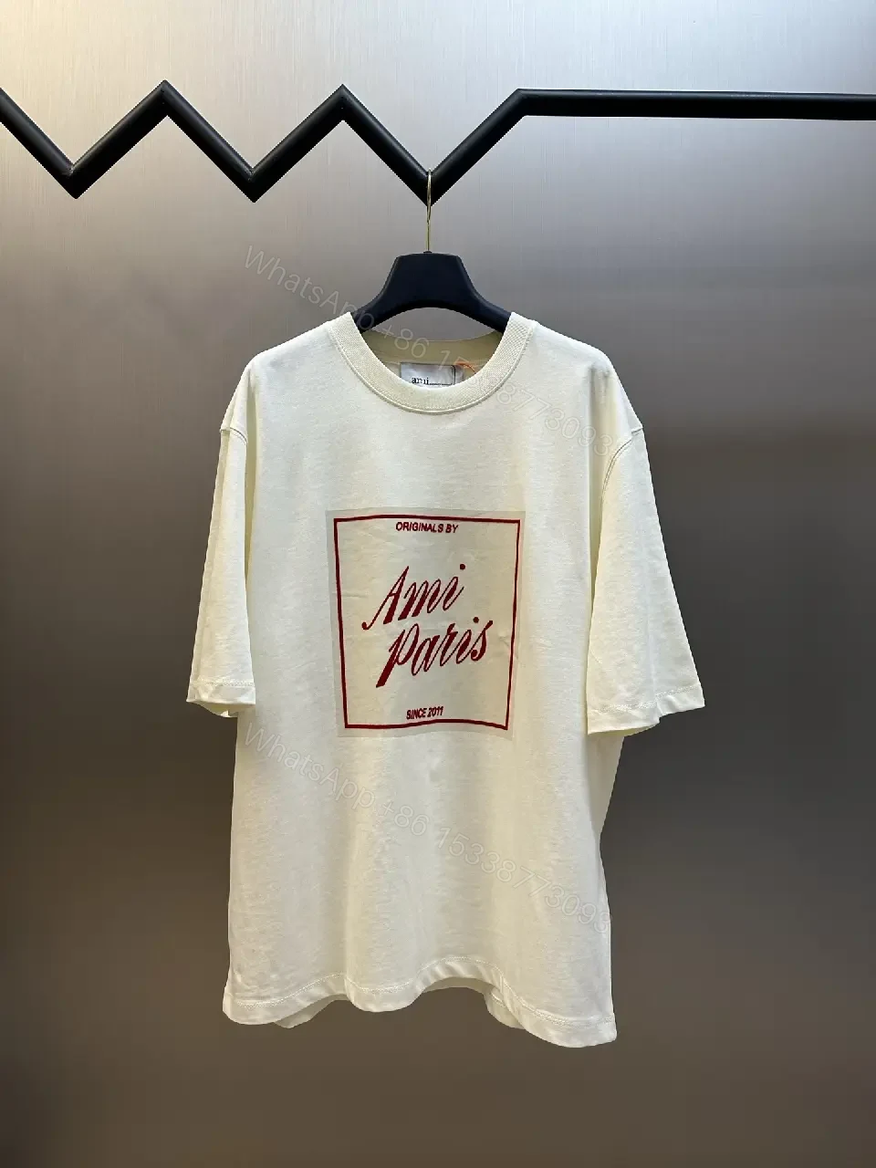 View 8 of Paris Flair Tee: Off-White Cotton Blend, Minimal Crest Graphic