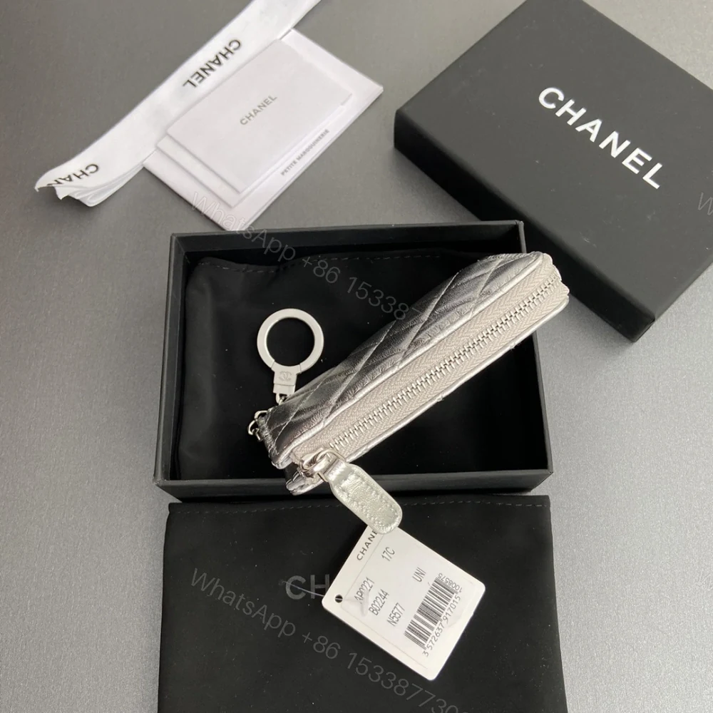 View 6 of 高仿Chanel*AP0224零錢包銀色小羊皮銀扣免檢版