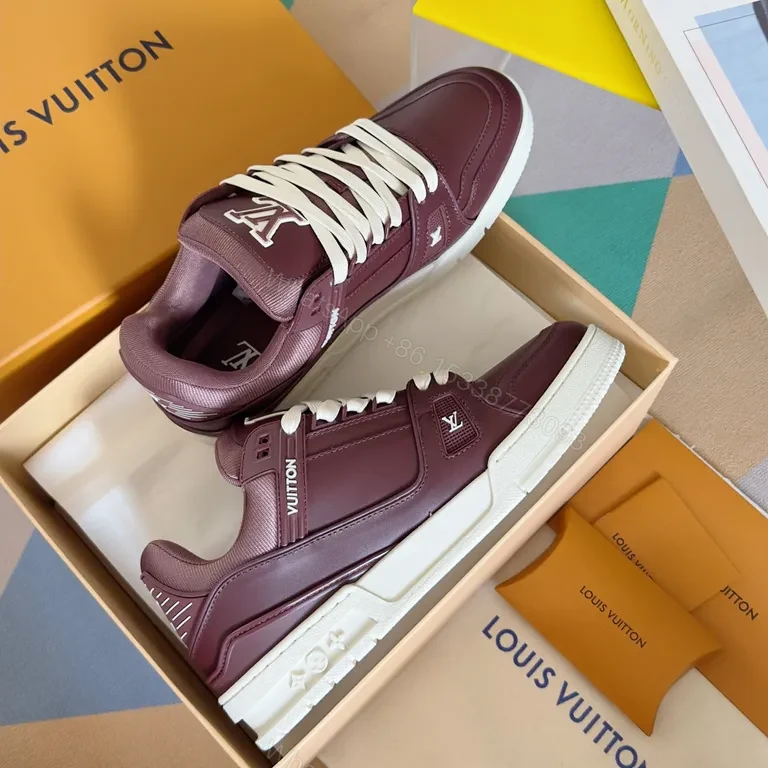 View 4 of Plum Luxe High-Tops: Premium Leather Sneakers with LV-Inspired Detail