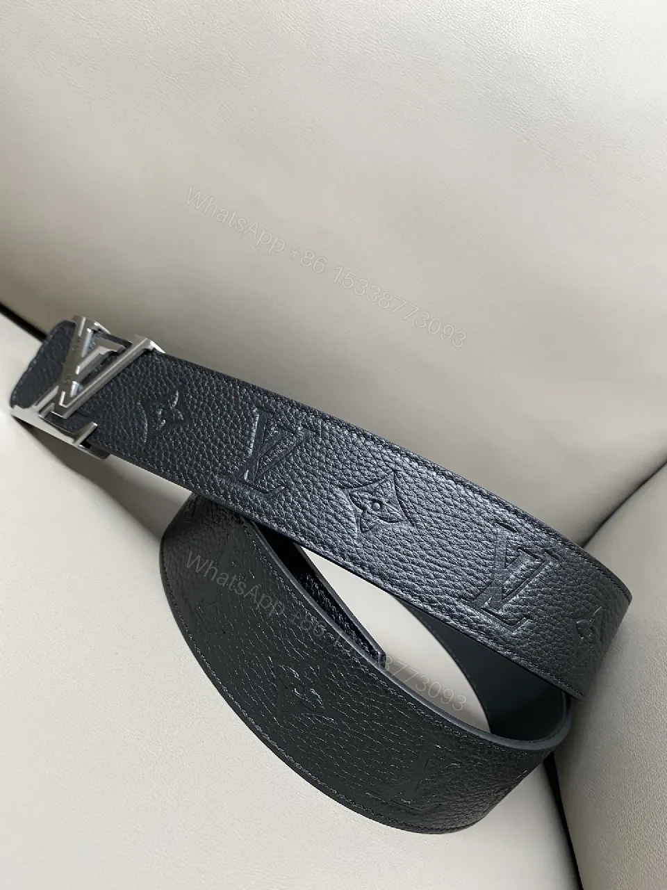 View 5 of Statement Leather Belt with LV-Inspired Hardware - Sleek & All-Season