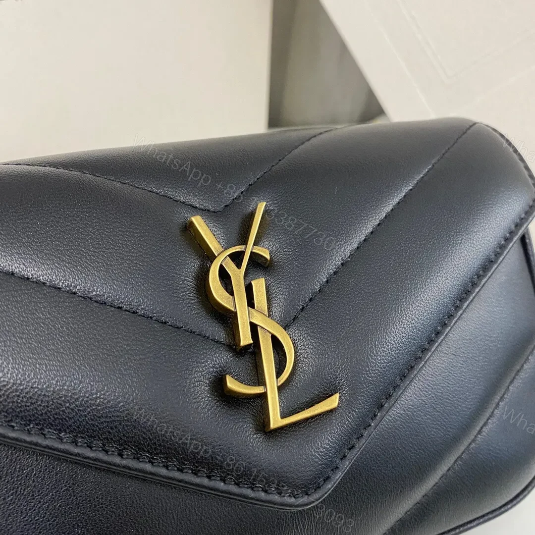 View 4 of YSL Loulou medium in Matelassé Lambskin Black