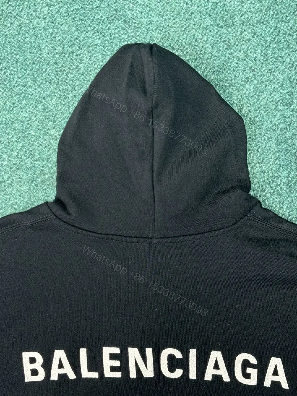 View 5 of Black Cotton Blend Hoodie | Oversized Streetwear Luxe Comfort