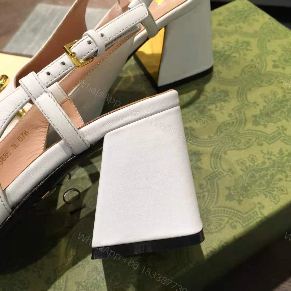 View 7 of Gucci Women’S Mid Heel Slingback With Horsebit White ‎643892 C9D00 9022