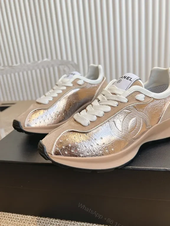 View 6 of Chanel-Inspired Suede & Metallic Mesh Sneakers