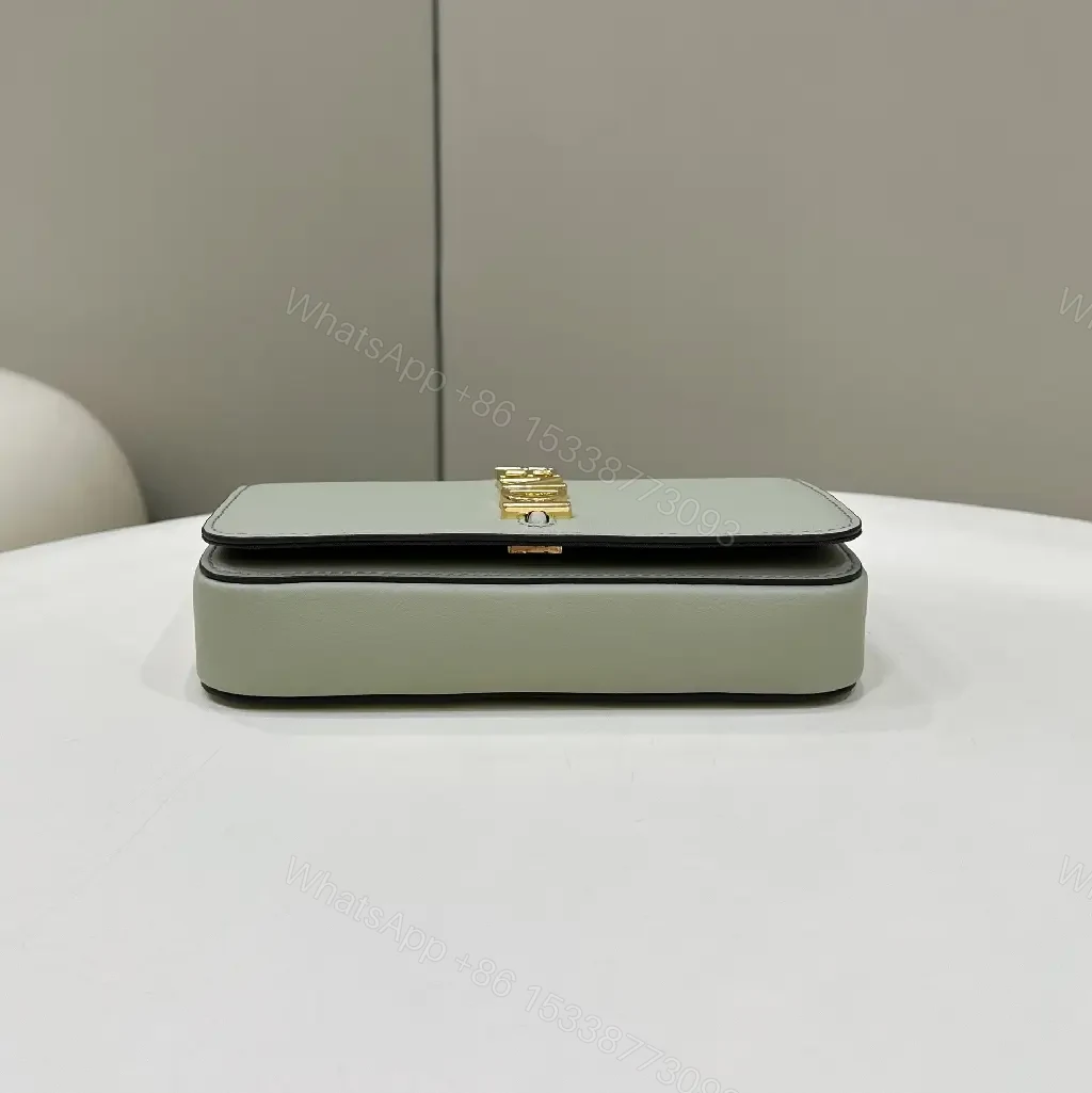 View 9 of Polished Leather Set: Gray & Gold Modern Saddle Bag & Cardholder