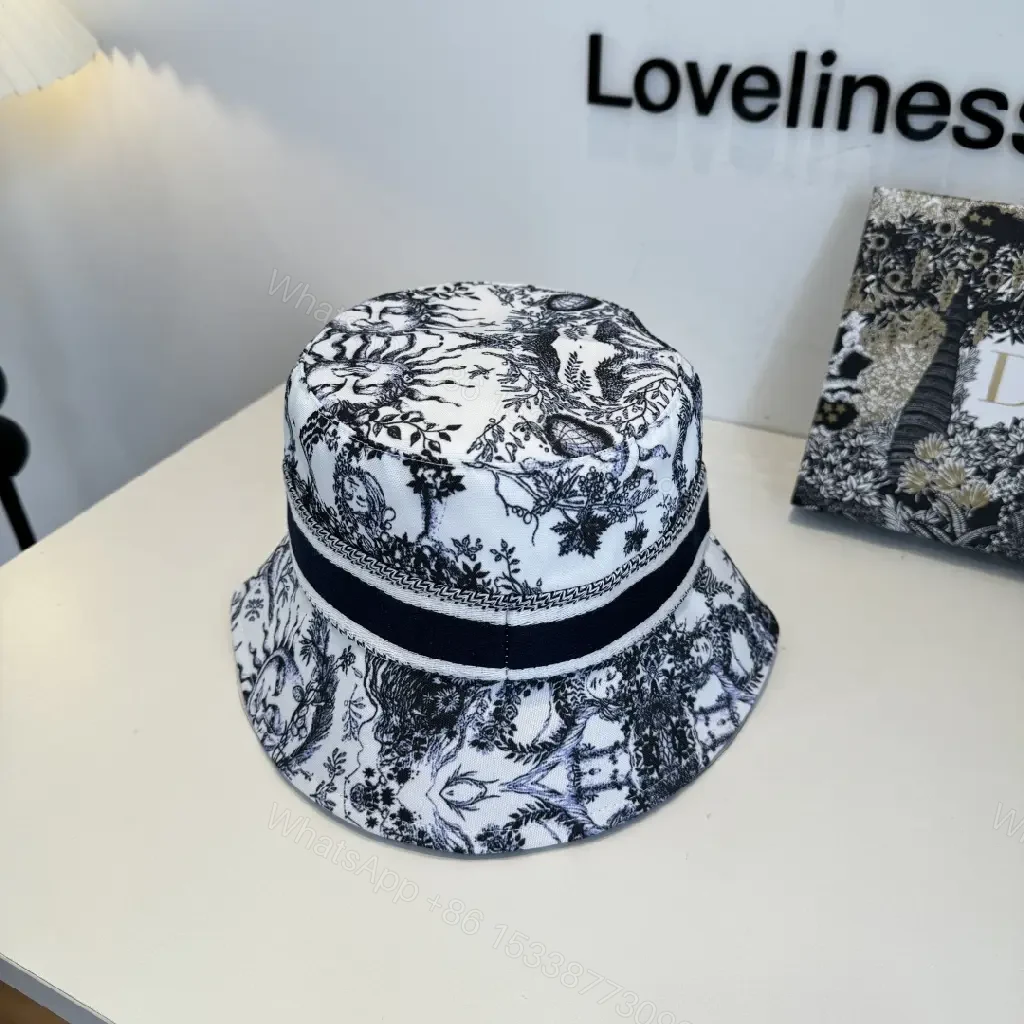 View 10 of Black & White Toile Hat - Bucket Style, Dior Band, All-Over Print