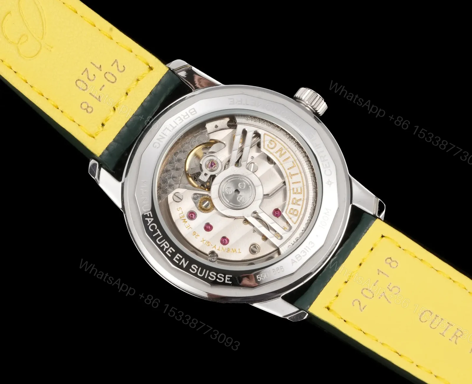 View 9 of Breitling Top Time B31 Green Replica Leather Strap 38MM Premium AB3113281A1X1
