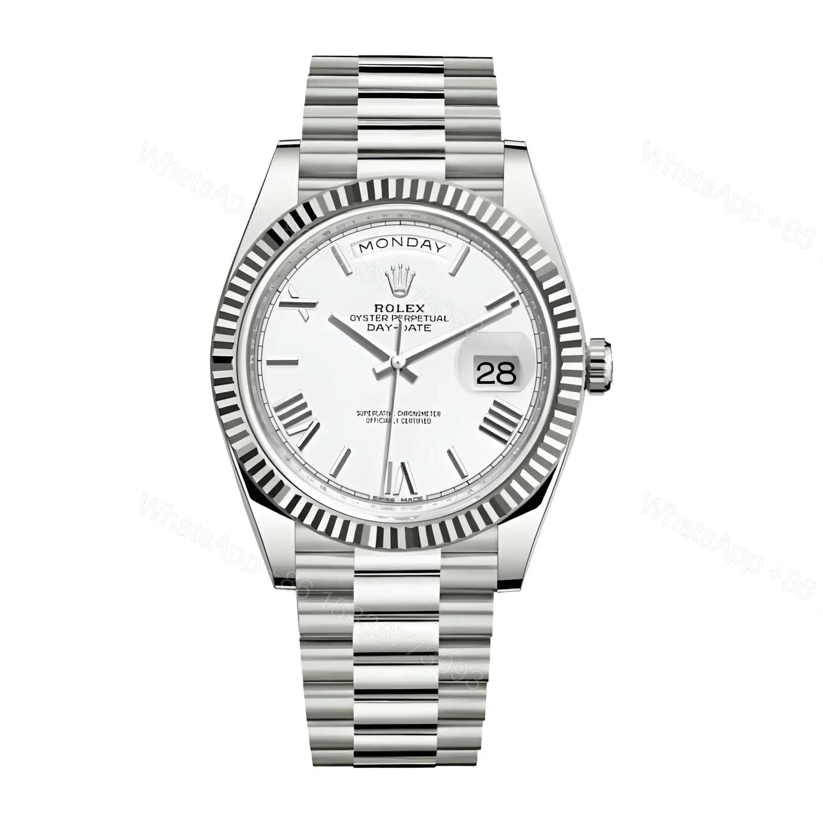 Rolex Day-Date 40 228239 EW Stainless Steel White Gold Dial Oyster Replica — view 1