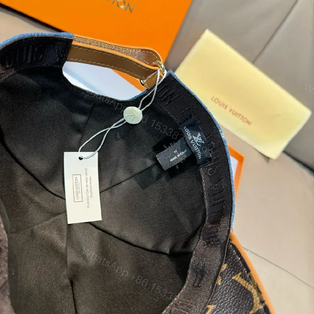 View 5 of Denim Crown Cap: Monogram LV-Inspired Luxury Cap