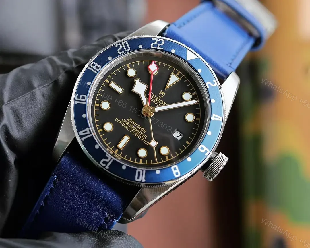 View 3 of Tudor Blue GMT Watch Black Dial Blue Leather Strap Ultimate 42MM TUDOR-BB-GMT-42-BLK-BLU-LEATHER