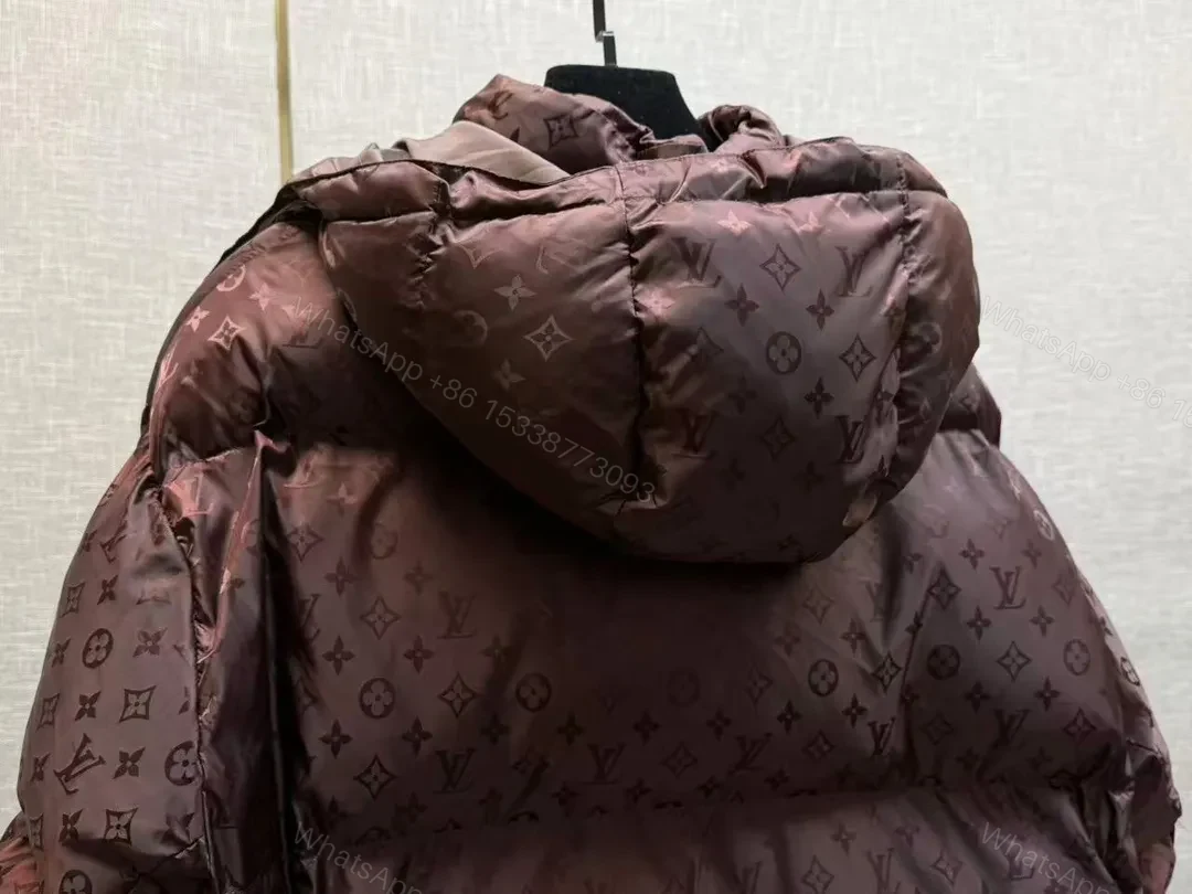 View 3 of Maroon Monogram Puffer: Distinctive Pattern, Practical Luxury