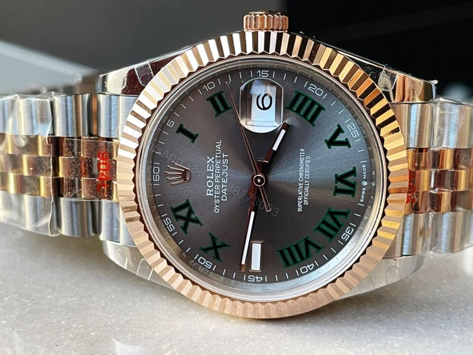 View 6 of GMF GM Factory 1:1 Rolex DateJust Men 41mm “wimbledon” RG and SS V2 Grey textured Dial Roman Markers