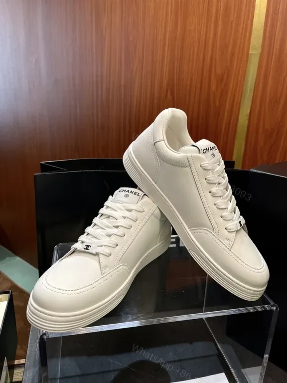 View 8 of White Leather Sneaker with Gold Detailing â€” Modern Luxury Casual Sneaker