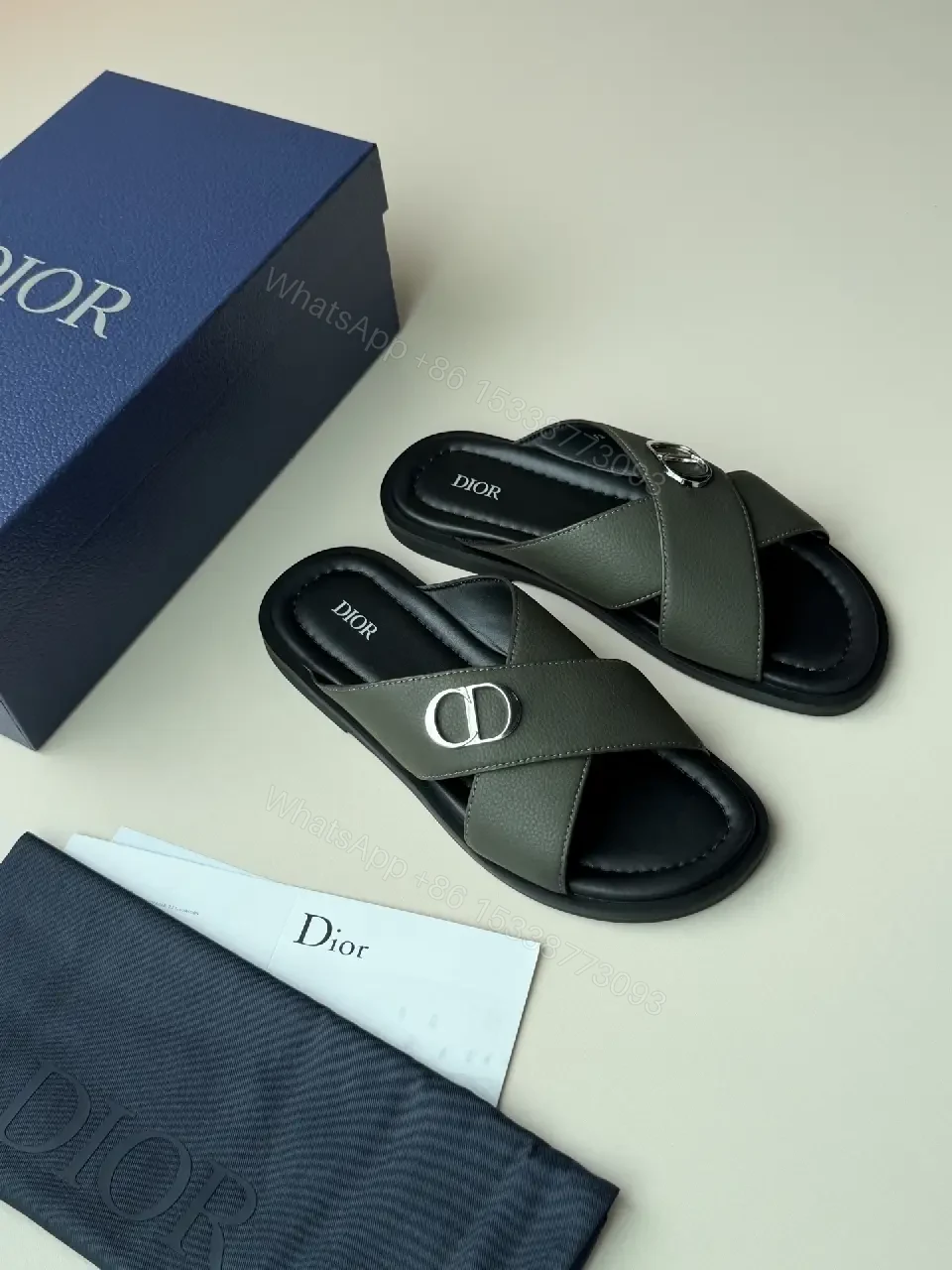 View 7 of Minimalist Leather Slides with Signature Hardware, Modern Comfort
