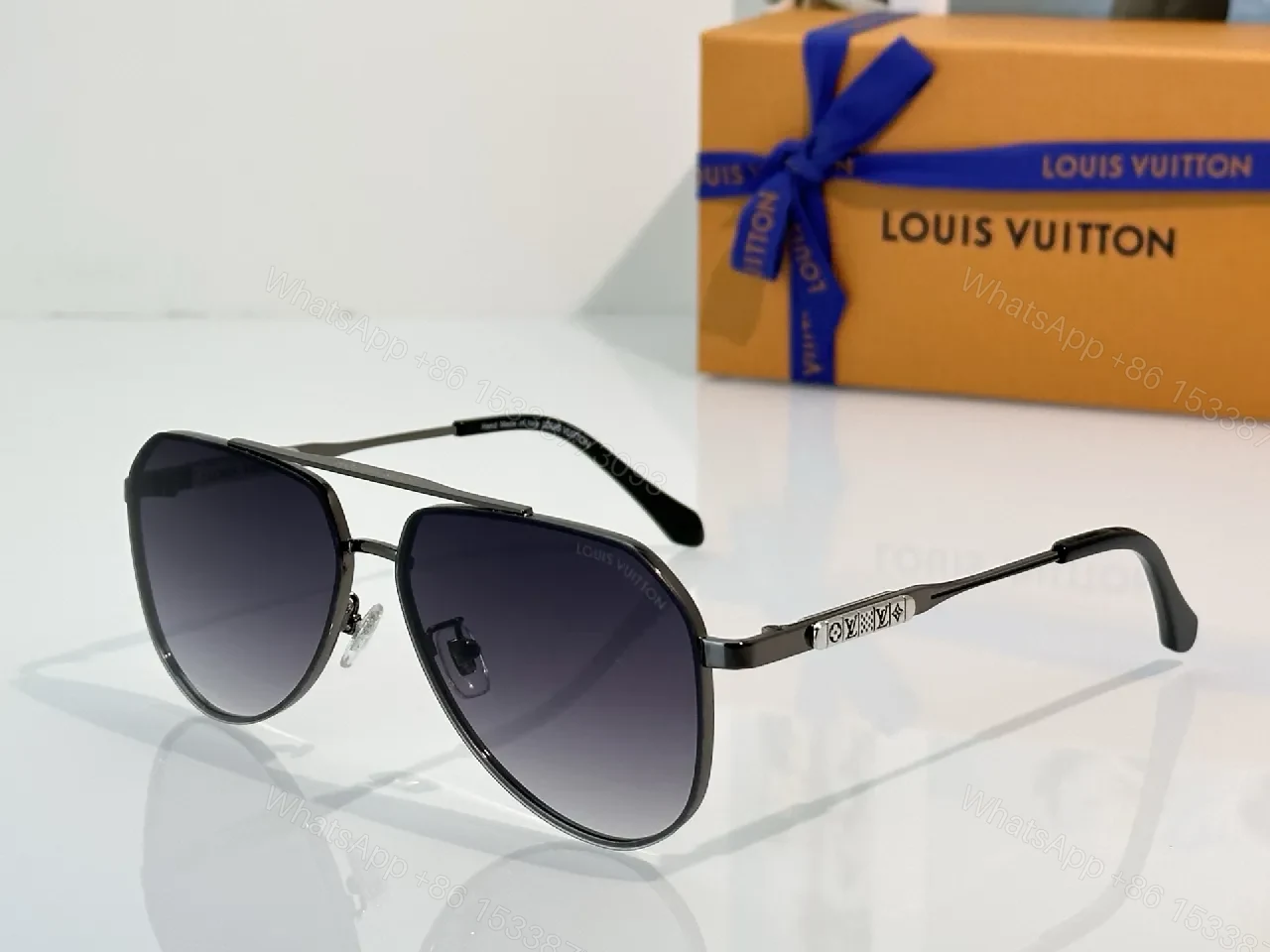 View 4 of Monogram Accent Sunglasses: Sleek Metal Aviator Shield