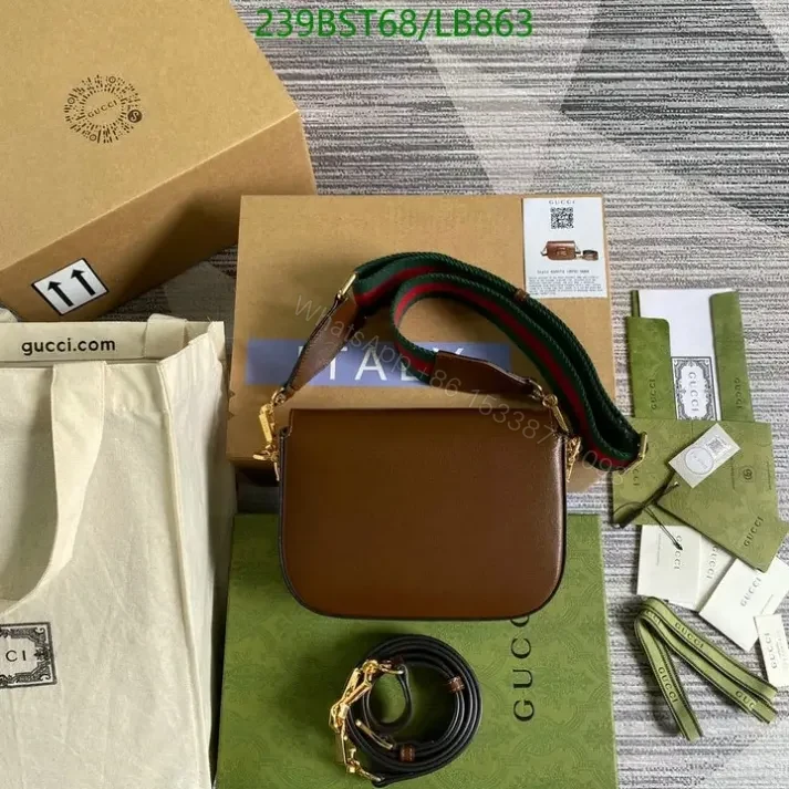 View 5 of Stylish Replica Gucci Brown Horsebit 1955 Bag 1:1 LB8635