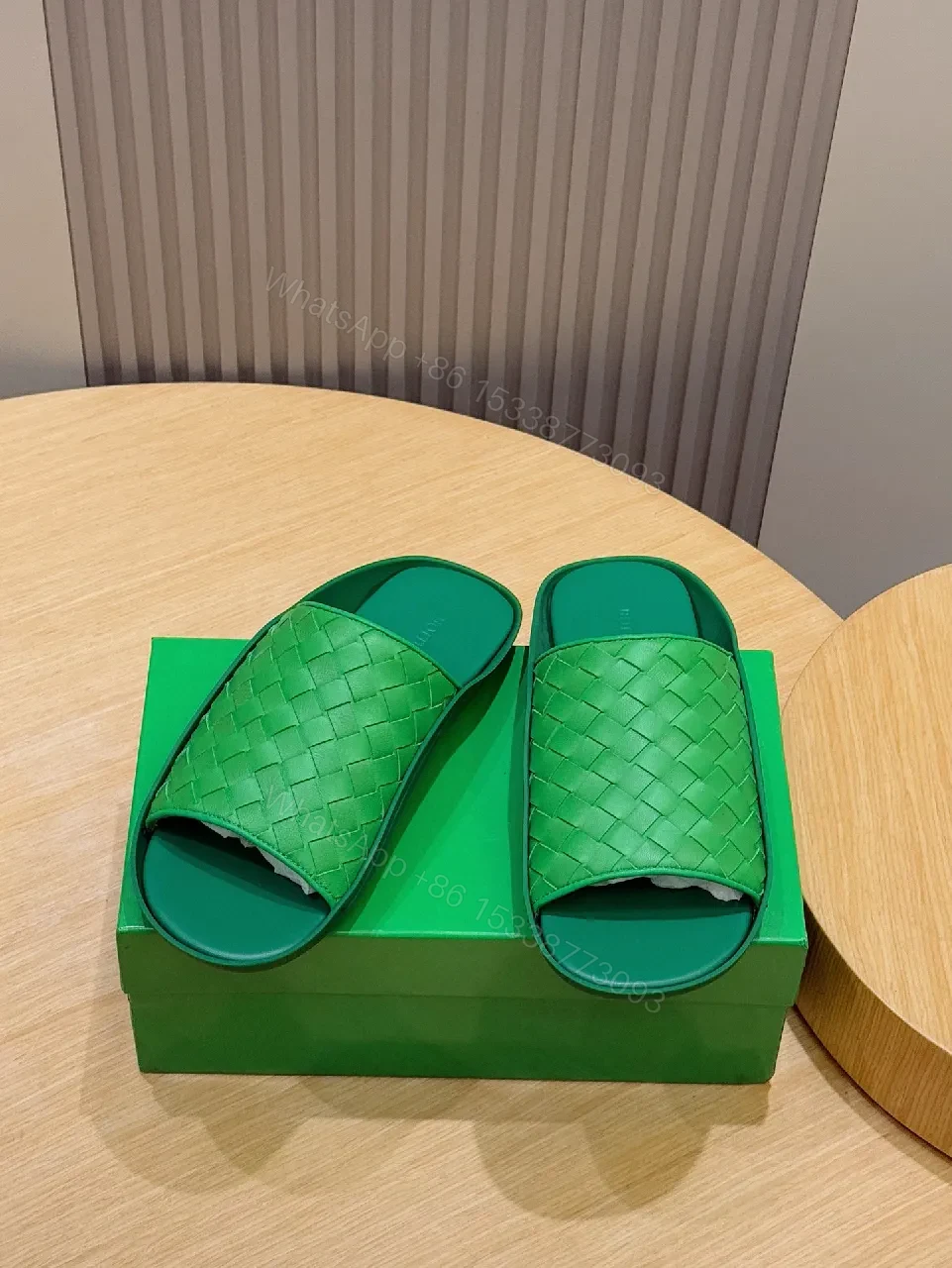 View 5 of Vibrant Green Woven Slide: Lux Everyday Comfort