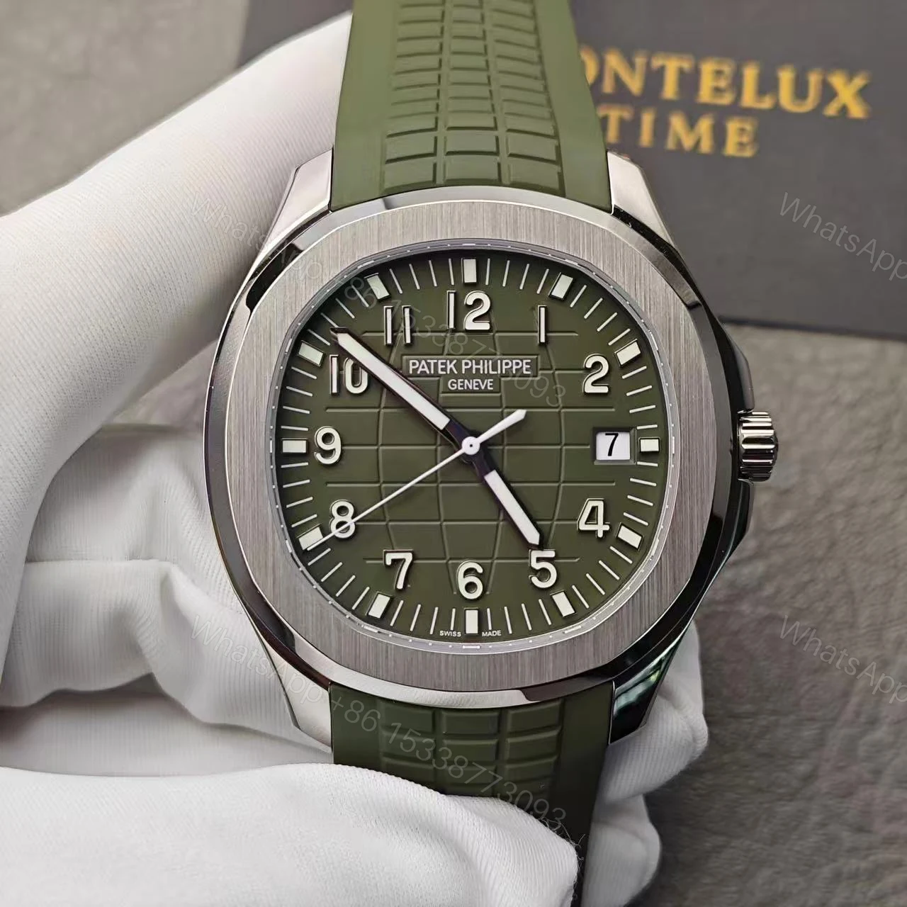 View 2 of Top Swiss Replica Patek Philippe Aquanaut Green Strap
