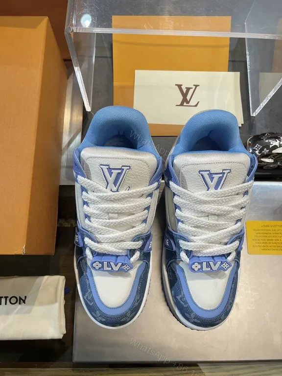 View 6 of Bold Denim-Inspired Trainer with LV Accents - Luxe Casual Sneakers