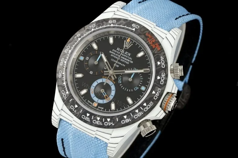 View 2 of Replica Rolex Daytona DiW Carbon Quartz Black Dial 40mm