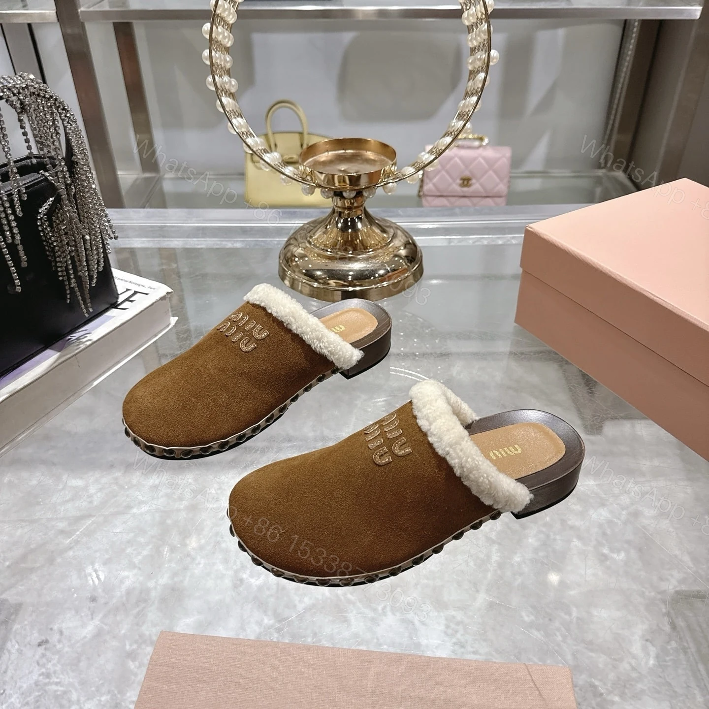 View 4 of MIUMIU SUEDE CLOGS COCOA BROWN 5Z504E Z0G F0324 F ZF30