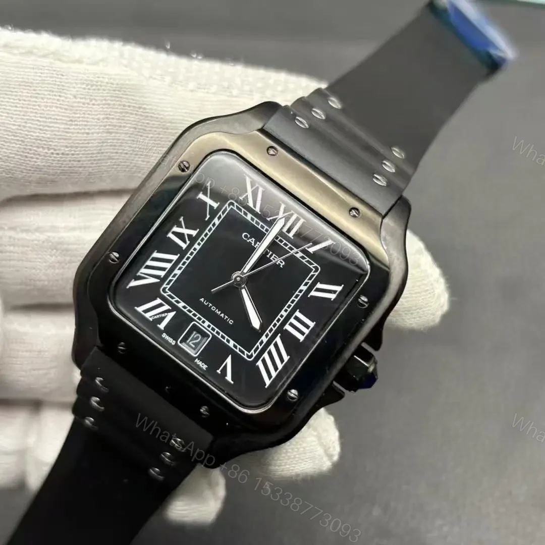 View 3 of Cartier Santos Full Black Replica De Cartier Watch