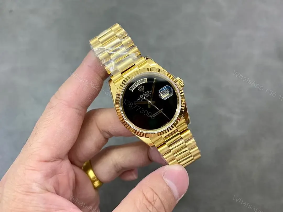 View 4 of Best Rolex Day-Date 36 Gold replica 36MM Black Dial President Bracelet Edition RG-DAYDATE36-GOLD-BLACK-PRESIDENT