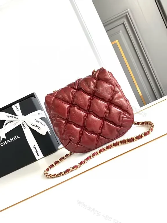 View 3 of Rich Quilted Mini Bag with Gold CC Hardware - Luxe Everyday Bag