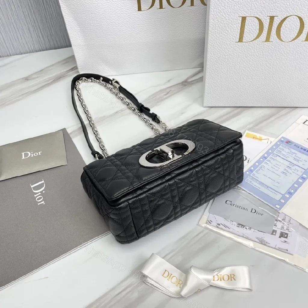 View 4 of Quilted Calfskin Crossbody: Black, Silver Hardware, Luxe Compact Bag