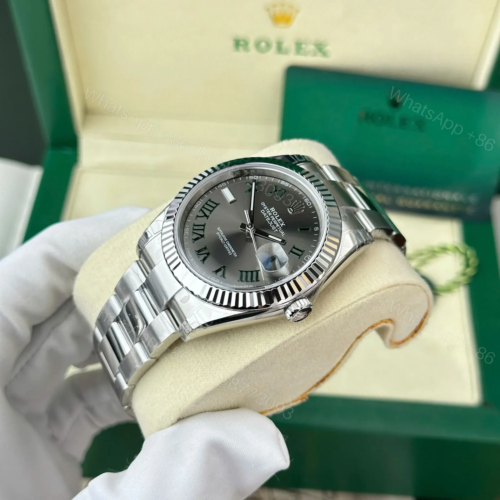 View 3 of Rolex Datejust Rhodium Dial 126334 “Wimbledon” Flutted/Oyster 41 mm