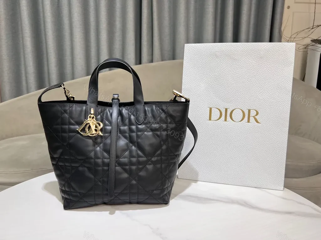 Chic Quilted Tote with Gold Charms - Elegant Everyday Carryall — view 1