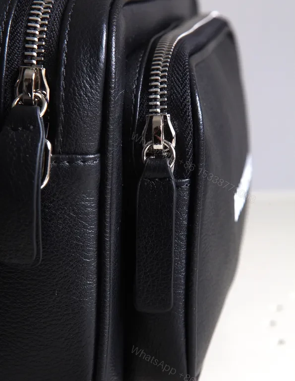 View 2 of Compact Black Leather Crossbody: Bold Logo, Versatile Style