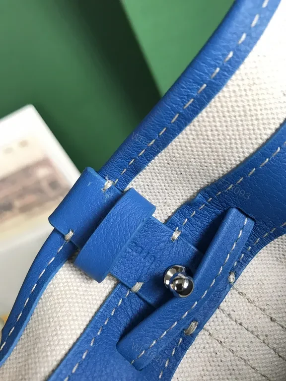 View 4 of Blue + Goyardine-Pattern + Bucket Bag + Everyday Versatility + Handbag