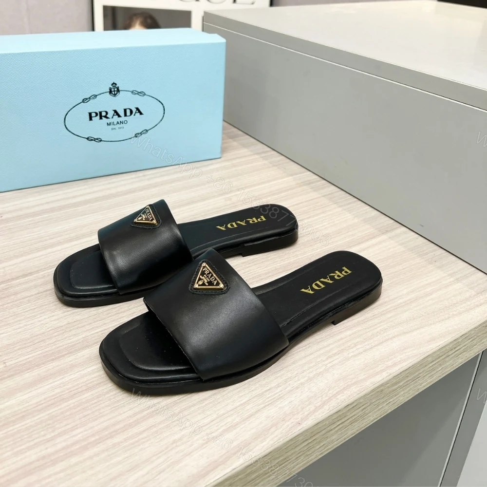 View 3 of PRADA SAFFIANO PATENT LEATHER SLIDES BLACK 1XX730 3A9S F0002 F 010
