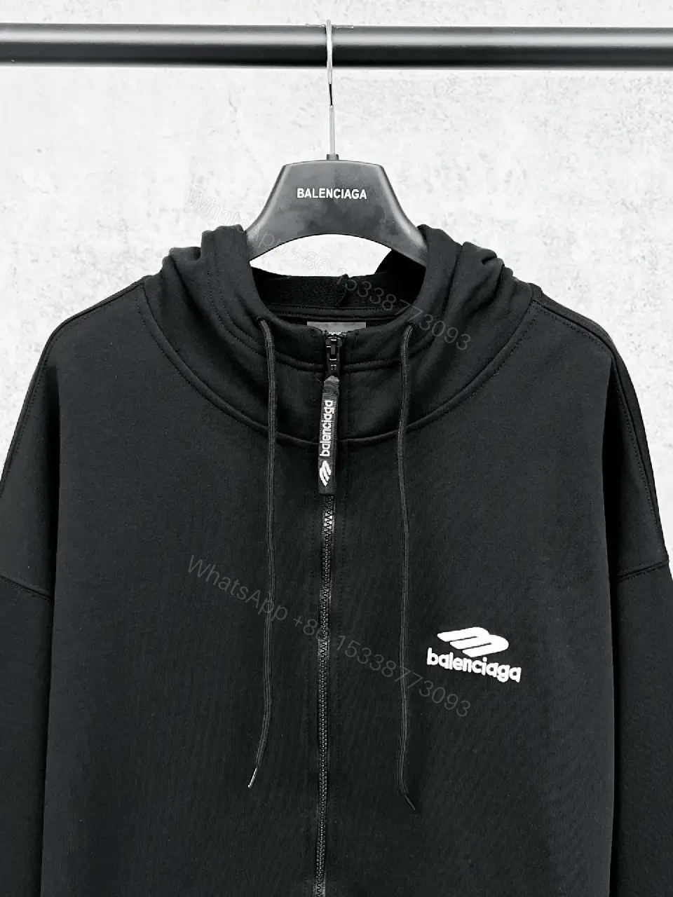 View 9 of Black Cotton-Blend Zip Hoodie, Minimalist Luxury, Everyday Comfort