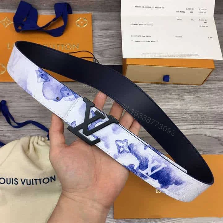 View 6 of LOUIS VUITTON SHAPE 40MM REVERSIBLE BELT WATERCOLOR BLUE – B80