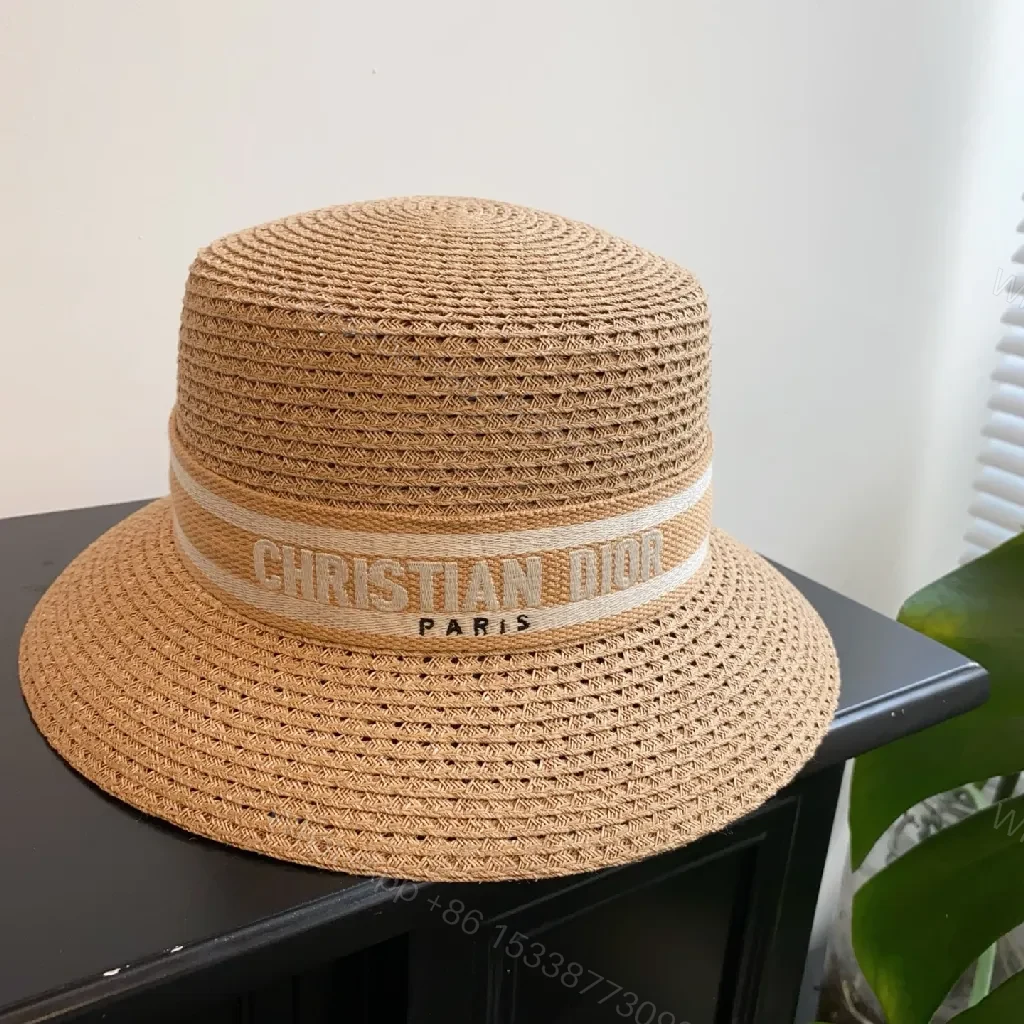 View 8 of Elegant Straw Hat with Dior Band: Effortless Sun-Ready Sophistication