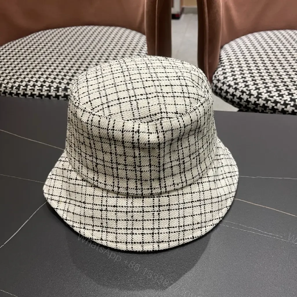 View 11 of Tweed Cap: Luxury Grid Pattern with Logo Badge