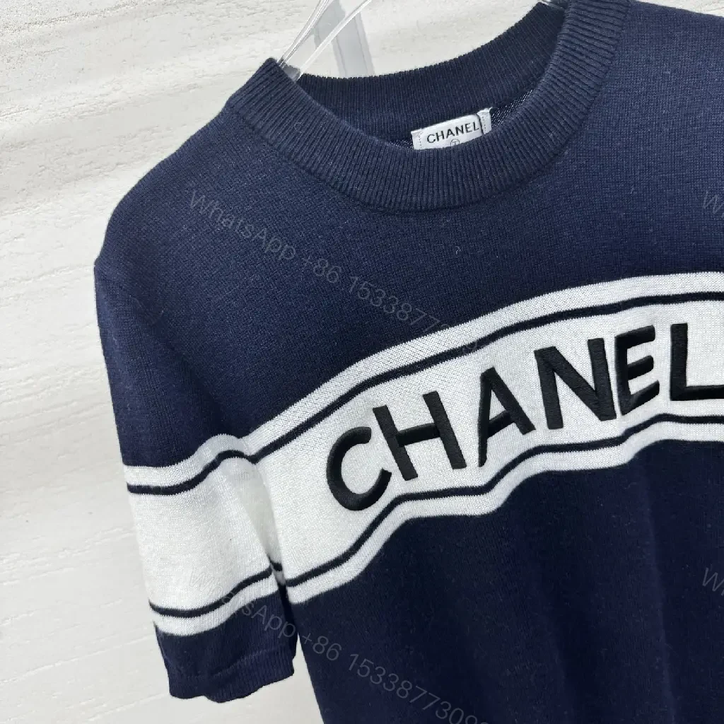 View 8 of Navy Knit Crest Band Sweater - Modern, Premium Casual