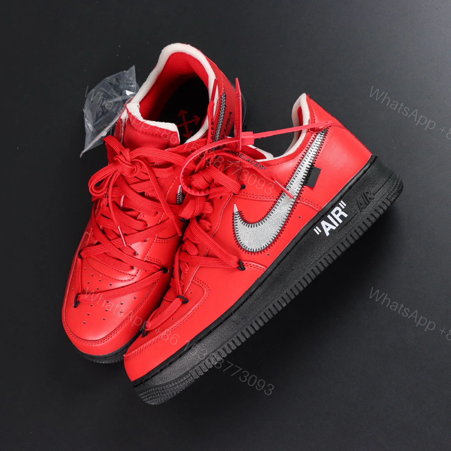 View 7 of Off White x Air Force 1 Red Black Reps
