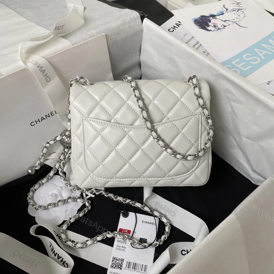 View 3 of Chanel Mini Silver 22 White Calfskin