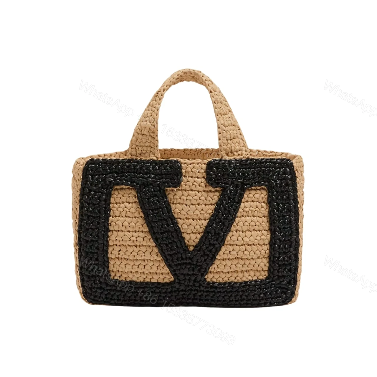 VALENTINO GARAVANI VIVA SUPERSTAR SMALL SHOPPING BAG IN RAFFIA BEIGE 25CM 7W2B0S12QET EX9 — view 1
