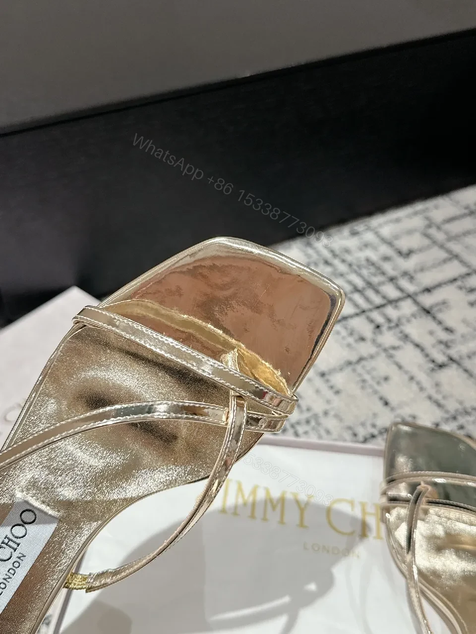 View 5 of Elegant Metallic Sandals: Sculpted Heel, Champagne-Gold, Open Toe, Luxury Comfort