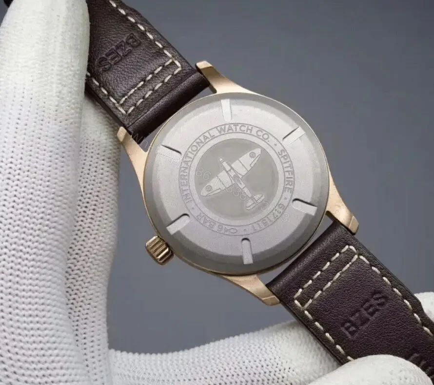 View 5 of IWC Pilot Spitfire Bronze Replica Watch with Green Dial