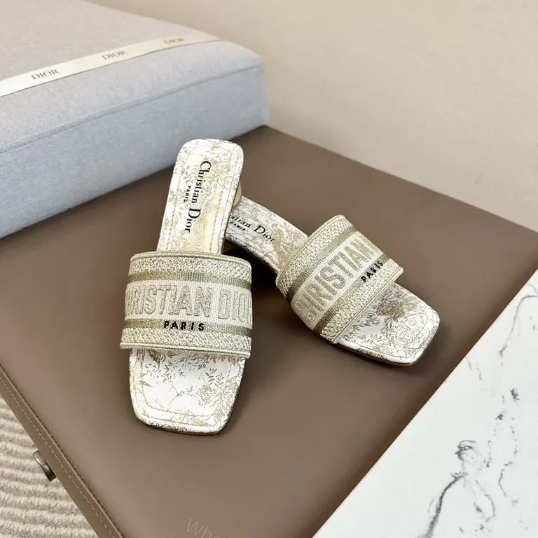 View 2 of Chic Crystal-Embellished Slide Sandals with Dior-Style Straps