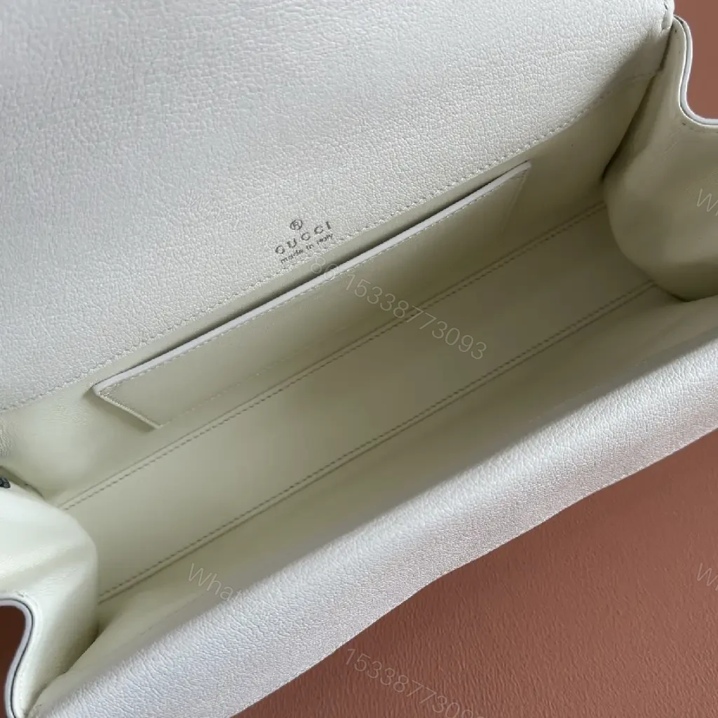 View 6 of Off-White Cream Pebbled Leather Structured Flap Bag with Gold Horseshoe Clasp