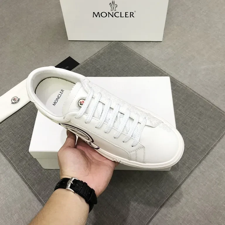 View 7 of White Calfskin Sneaker with Subtle Moncler Emblem - Luxury Casual Sneaker